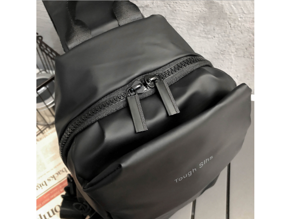 Чорний рюкзак-слінг м'який Tiding Bag BPT01-CV-3395A - Royalbag