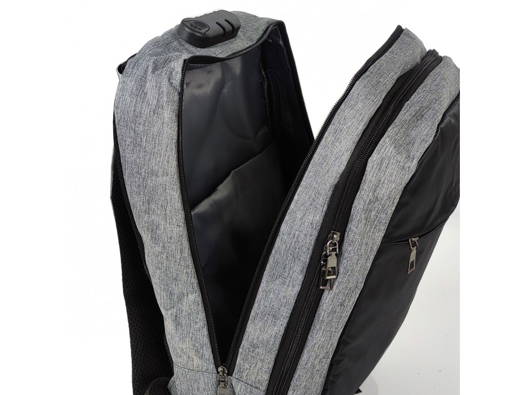 Текстильный большой серый мужской рюкзак для ноутбука Tiding Bag BPT01-CV-9006G - Royalbag