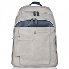 Шкіряний рюкзак сірий з відділенням для ноутбука Piqvadro CA1813VI_GRB - Royalbag Фото 2