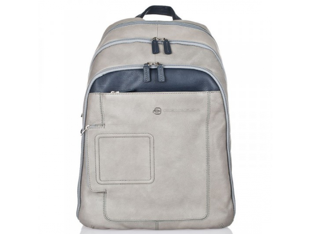 Кожаный рюкзак серый с отделением для ноутбука Piqvadro CA1813VI_GRB - Royalbag Фото 1
