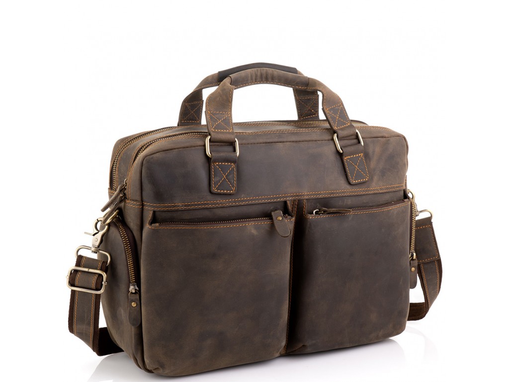 Сумка для ноутбука деловая в винтажном стиле Tiding Bag D4-002R - Royalbag Фото 1