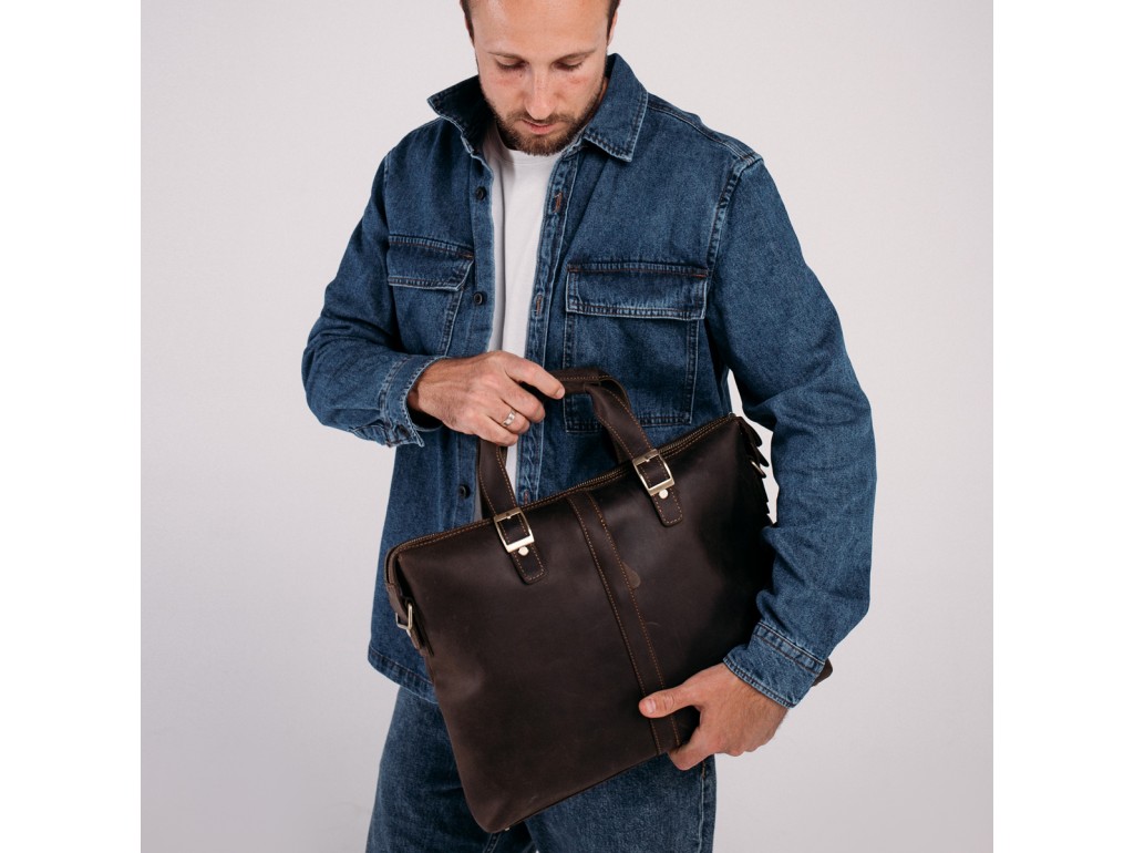 Ділова чоловіча шкіряна сумка для ноутбука і документів Tiding Bag D4-004R - Royalbag