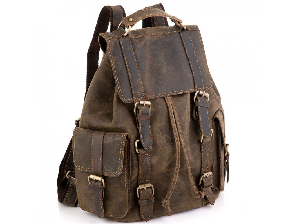 Рюкзак чоловічий з вінтажної шкіри коричневий Tiding Bag D4-011R - Royalbag Фото 1