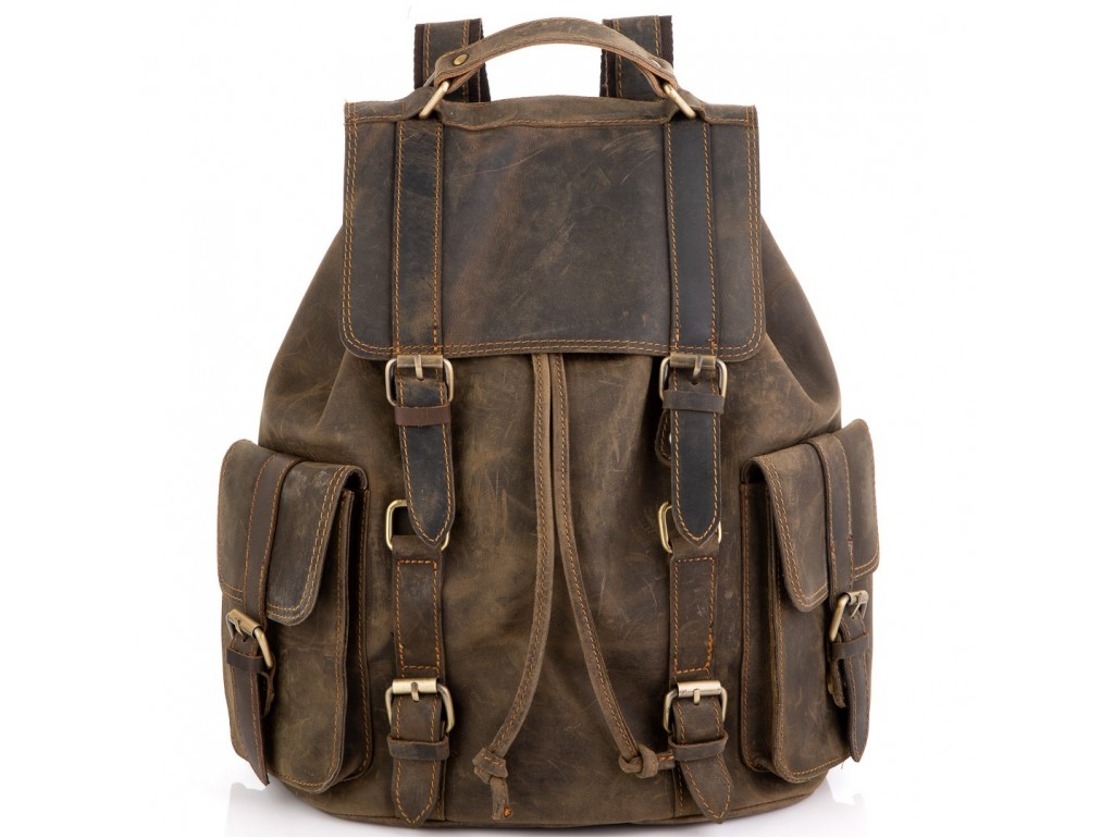 Рюкзак чоловічий з вінтажної шкіри коричневий Tiding Bag D4-011R - Royalbag