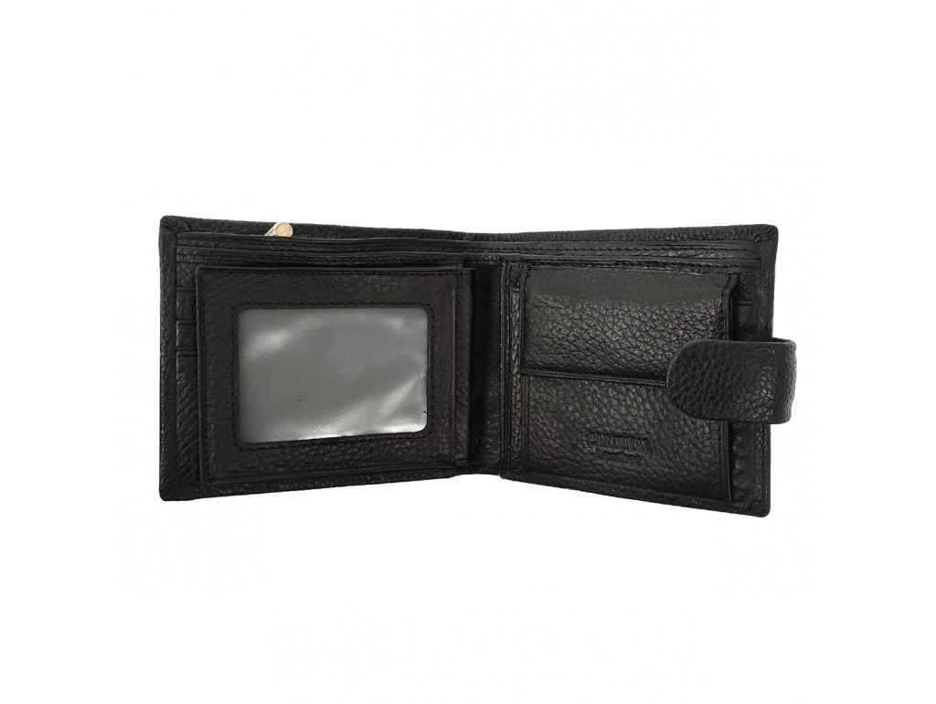 Портмоне на кнопці Tiding Bag FL-ASIF-K19-908A  з натуральної шкіри чорного кольору. - Royalbag