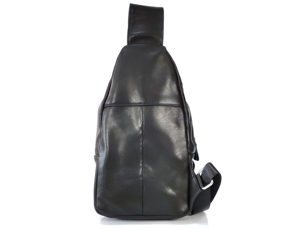 Мужской слинг Tiding Bag FL-N2-4004A из гладкой кожи черного цвета. - Royalbag