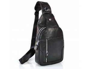 Мужской слинг Tiding Bag FL-N2-4004A из гладкой кожи черного цвета. - Royalbag