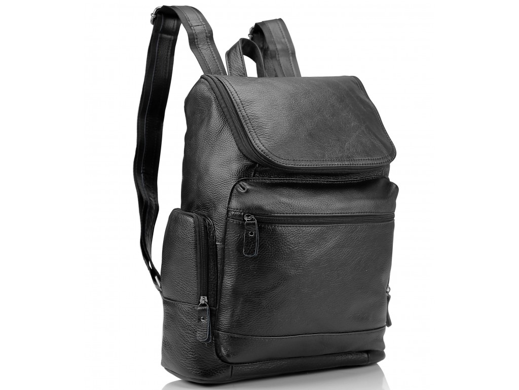 Мужской кожаный рюкзак черный Tiding Bag M35-1017A - Royalbag Фото 1