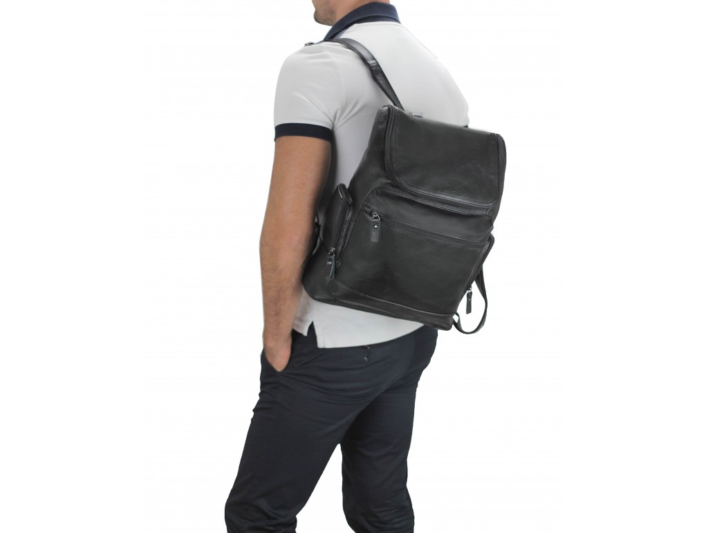 Чоловічий шкіряний рюкзак чорний Tiding Bag M35-1017A - Royalbag