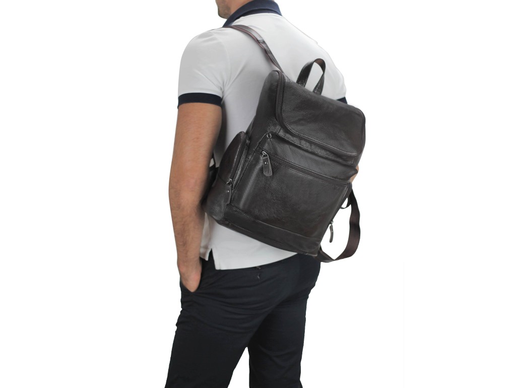 Мужской кожаный рюкзак коричневый Tiding Bag M35-1017B - Royalbag