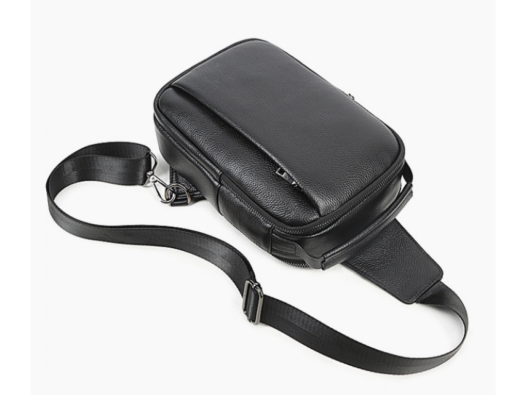 Чоловіча шкіряна сумка-слінг чорна Tiding Bag M35-1306A - Royalbag