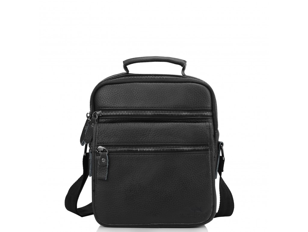 Мужская кожаная сумка-барсетка на плечо черная Tiding Bag M35-8852A - Royalbag