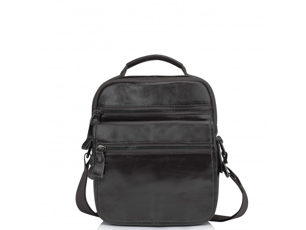 Мужская кожаная сумка-барсетка на плечо коричневая Tiding Bag M35-8852B - Royalbag