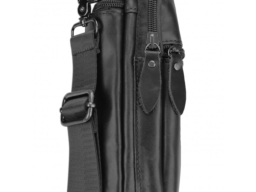 Мессенджер через плечо мужской кожаный черный Tiding Bag M35-9012A - Royalbag