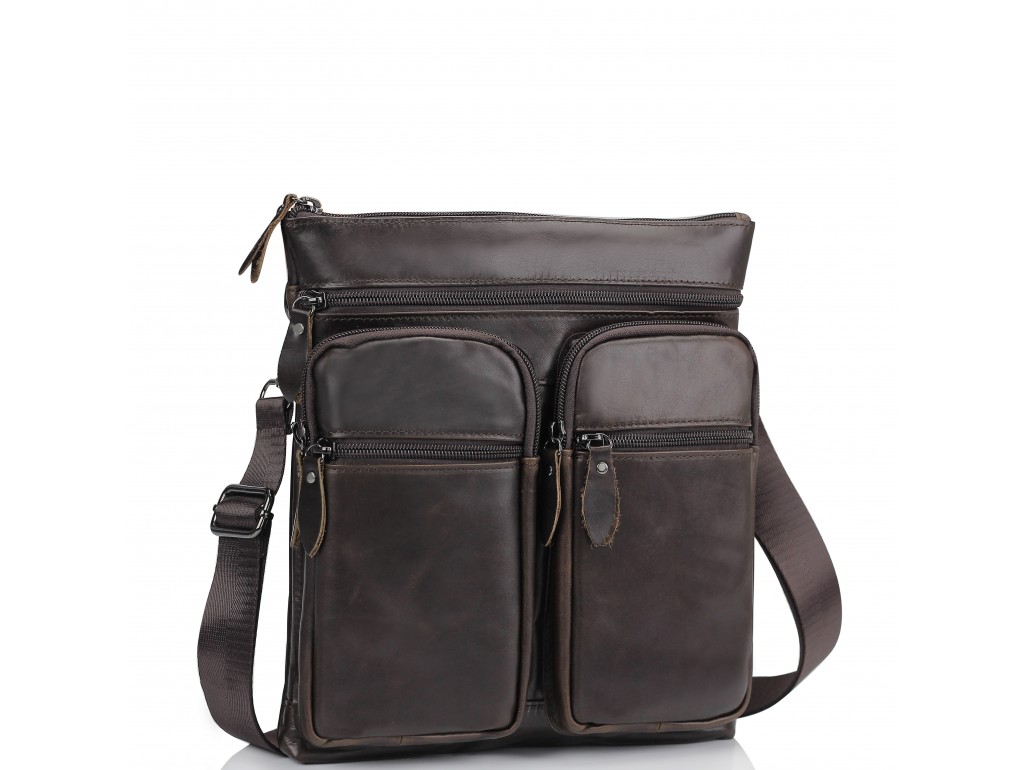 Мессенджер через плечо мужской кожаный коричневый Tiding Bag M35-9012B - Royalbag Фото 1