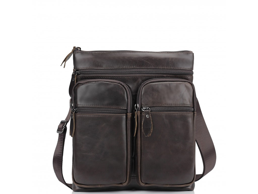 Месенджер через плече чоловічий шкіряний коричневий Tiding Bag M35-9012A - Royalbag