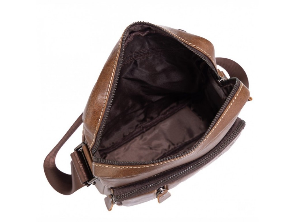  Мужская сумка через плечо из натуральной кожи светло коричневая Tiding Bag N2-9003B - Royalbag