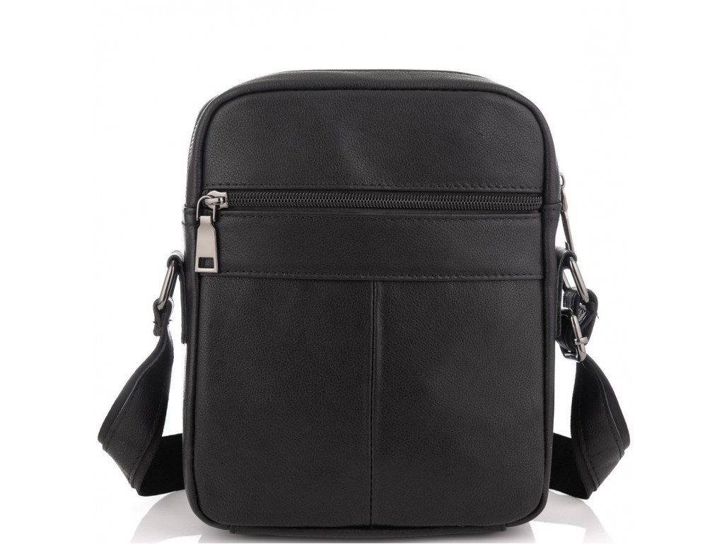  Мужская сумка через плечо черная из натуральной кожи Tiding Bag N2-9801-1A - Royalbag