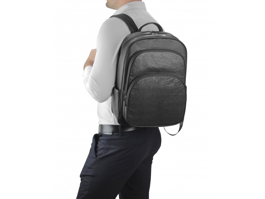 Шкіряний чорний чоловічий рюкзак Tiding Bag NM11-166A - Royalbag