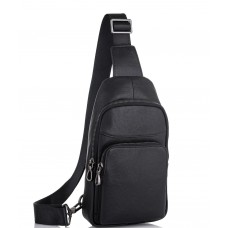 Мужской черный кожаный слинг Tiding Bag NM11-7526A - Royalbag Фото 2