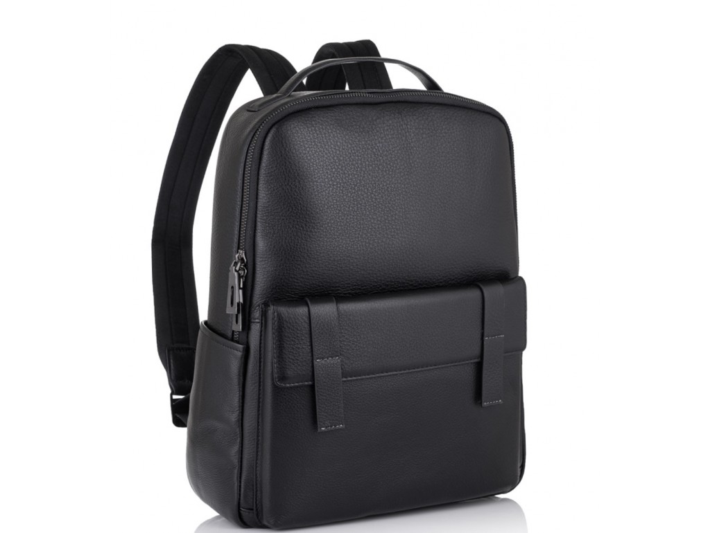 Молодежный городской рюкзак натуральная кожа черный Tiding Bag NM11-7537A - Royalbag Фото 1