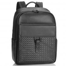 Чоловік шкіряний рюкзак чорний з плетінням Tiding Bag NM11-8838A - Royalbag Фото 2