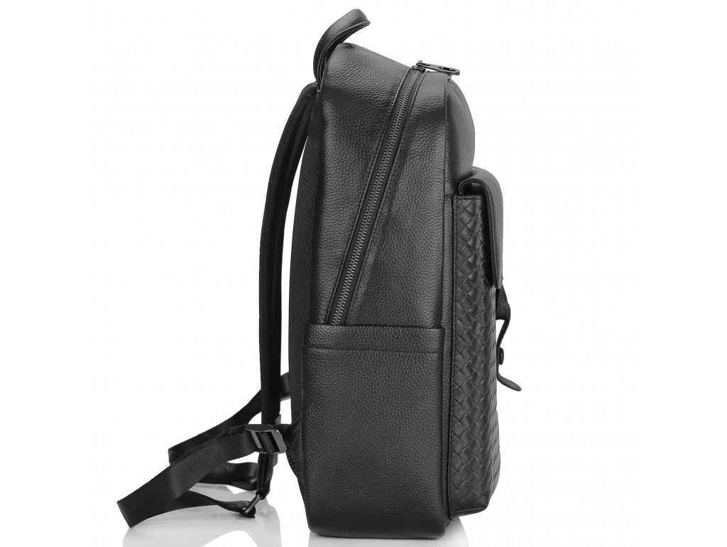 Мужской кожаный рюкзак черный с плетением Tiding Bag NM11-8838A - Royalbag