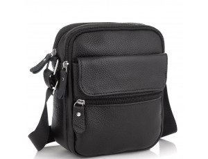 Мужская кожаная сумка черная через плечо Tiding Bag NM20-1812A - Royalbag
