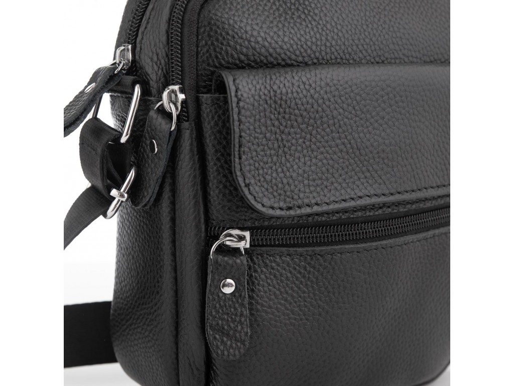 Мужская кожаная сумка черная через плечо Tiding Bag NM20-1812A - Royalbag