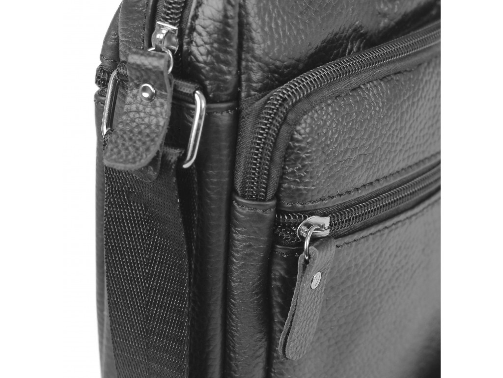 Небольшая кожаная сумка через плечо черная Tiding Bag NM20-2610A - Royalbag