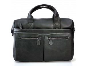 Класична сумка для ноутбука Tiding Bag NM20-7122A-2 виготовлена із натуральної шкіри чорного кольору. - Royalbag