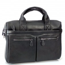 Класична сумка для ноутбука Tiding Bag NM20-7122A-2 виготовлена із натуральної шкіри чорного кольору. - Royalbag Фото 2