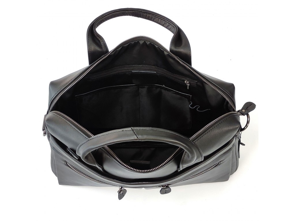 Класична сумка для ноутбука Tiding Bag NM20-7122A-2 виготовлена із натуральної шкіри чорного кольору. - Royalbag