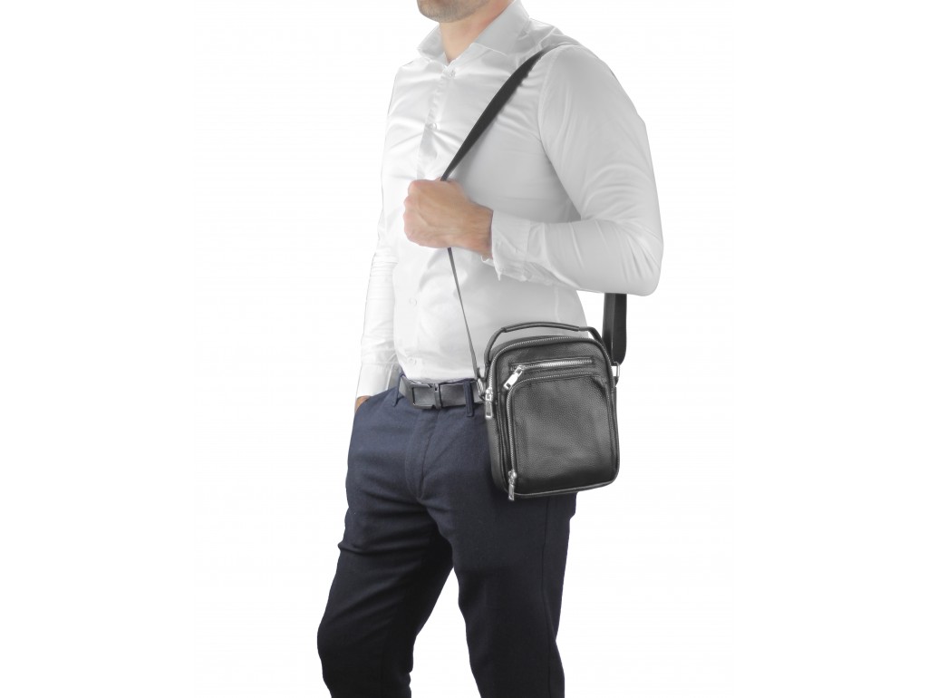 Мужская сумка через плечо черная с ручкой Tiding Bag NM23-2304A - Royalbag
