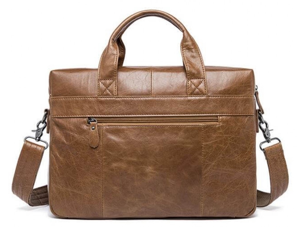 Чоловіча шкіряна сумка для ноутбука та документів світло-коричнева Tiding Bag S-M56-7122C-2 - Royalbag