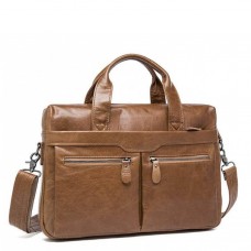 Мужская кожаная сумка для ноутбука и документов светло-коричневая Tiding Bag S-M56-7122C-2 - Royalbag