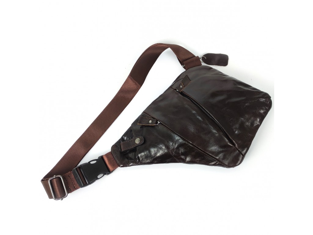 Слинг из натуральной кожи коричневый Tiding Bag S-TB-001C - Royalbag