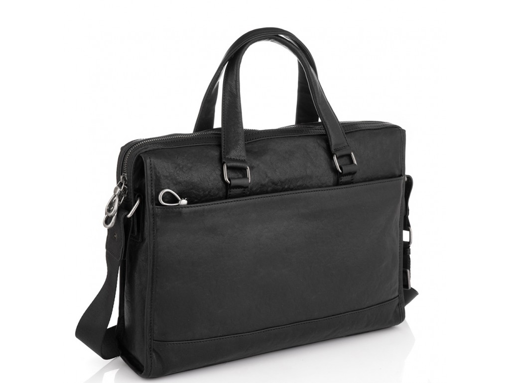 Шкіряна сумка для ноутбука чорна Tiding Bag SM13-8874A - Royalbag Фото 1