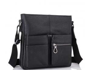 Мужская кожаная сумка через плечо черная Tiding Bag SM8-008A - Royalbag