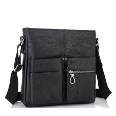 Мужская кожаная сумка через плечо черная Tiding Bag SM8-008A - Royalbag Фото 2