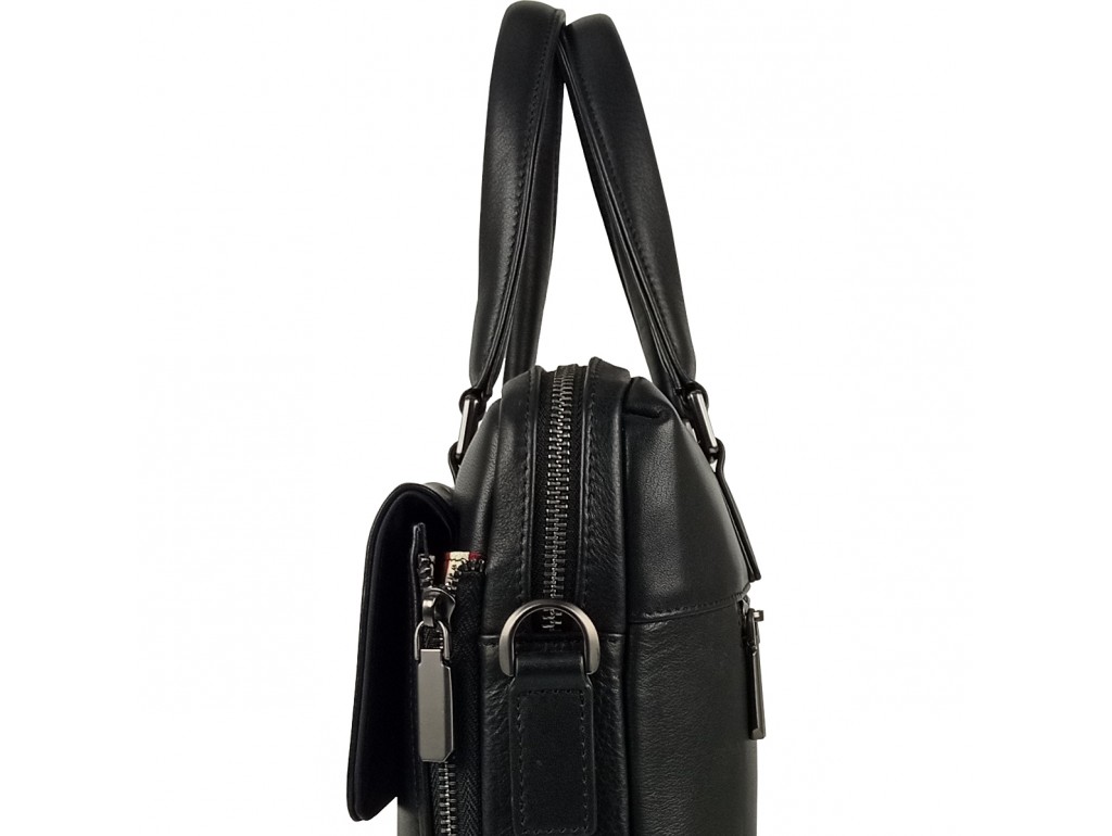 Класична чоловіча чорна шкіряна сумка Tiding Bag SM8-21007-1A - Royalbag