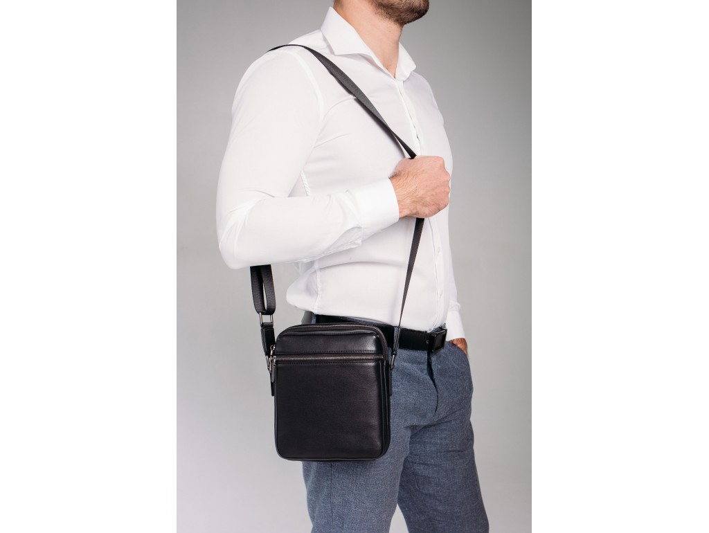 Мужская сумка через плечо черная Tiding Bag SM8-2156A - Royalbag