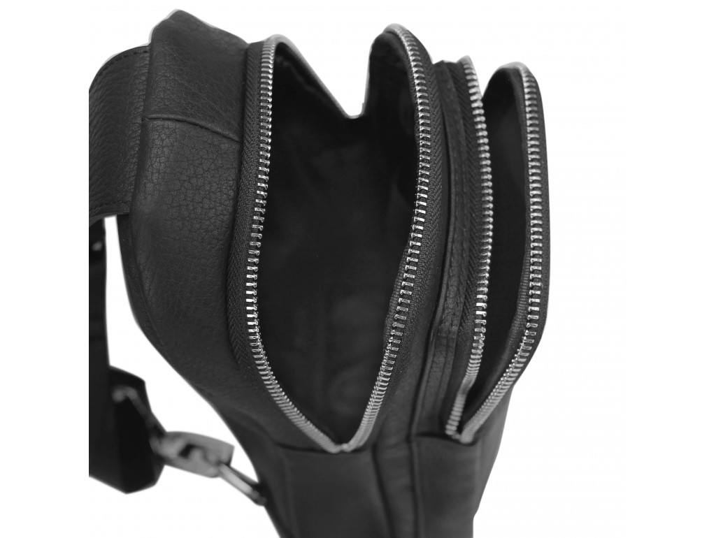 Мужской черный кожаный слинг на плечо Tiding Bag SM8-356A - Royalbag