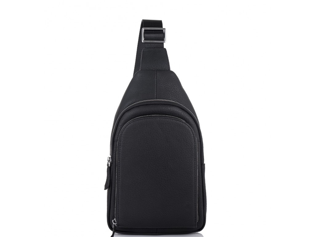 Мужская кожаная сумка-слинг черная Tiding Bag SM8-812A - Royalbag