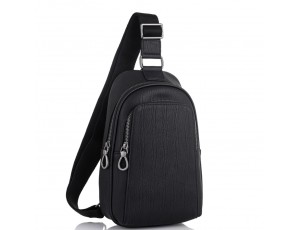 Мужская кожаная сумка-слинг черная Tiding Bag SM8-825A - Royalbag