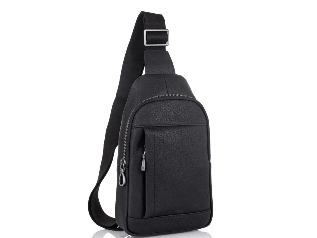 Мужская кожаная сумка-слинг черная Tiding Bag SM8-827A - Royalbag Фото 1
