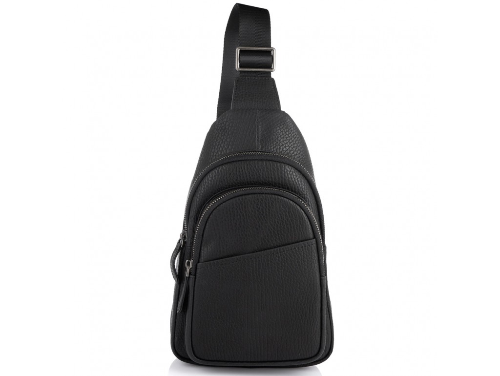 Мужская кожаная сумка-слинг черная Tiding Bag SM8-853A - Royalbag