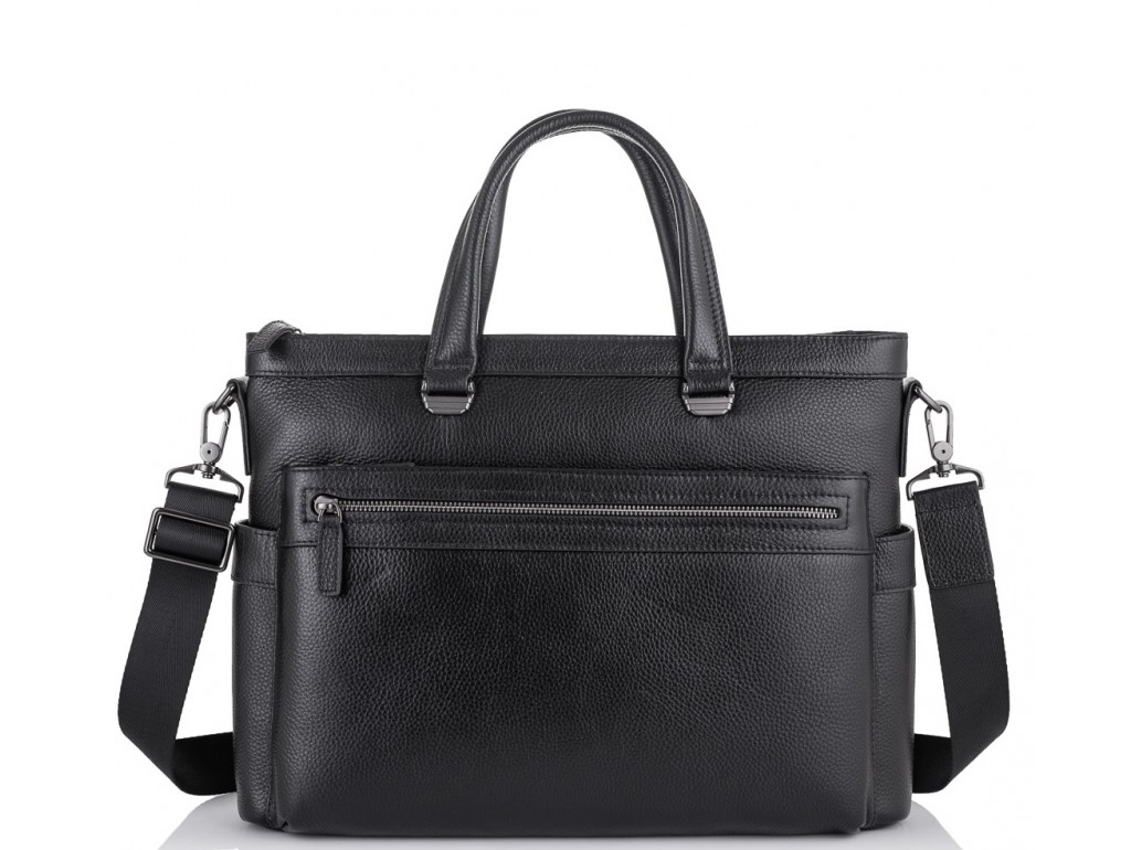 Классическая мужская черная кожаная сумка Tiding Bag SM8-8990-1A - Royalbag