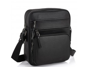 Мужская кожаная сумка через плечо черная Tiding Bag SM8-909A - Royalbag
