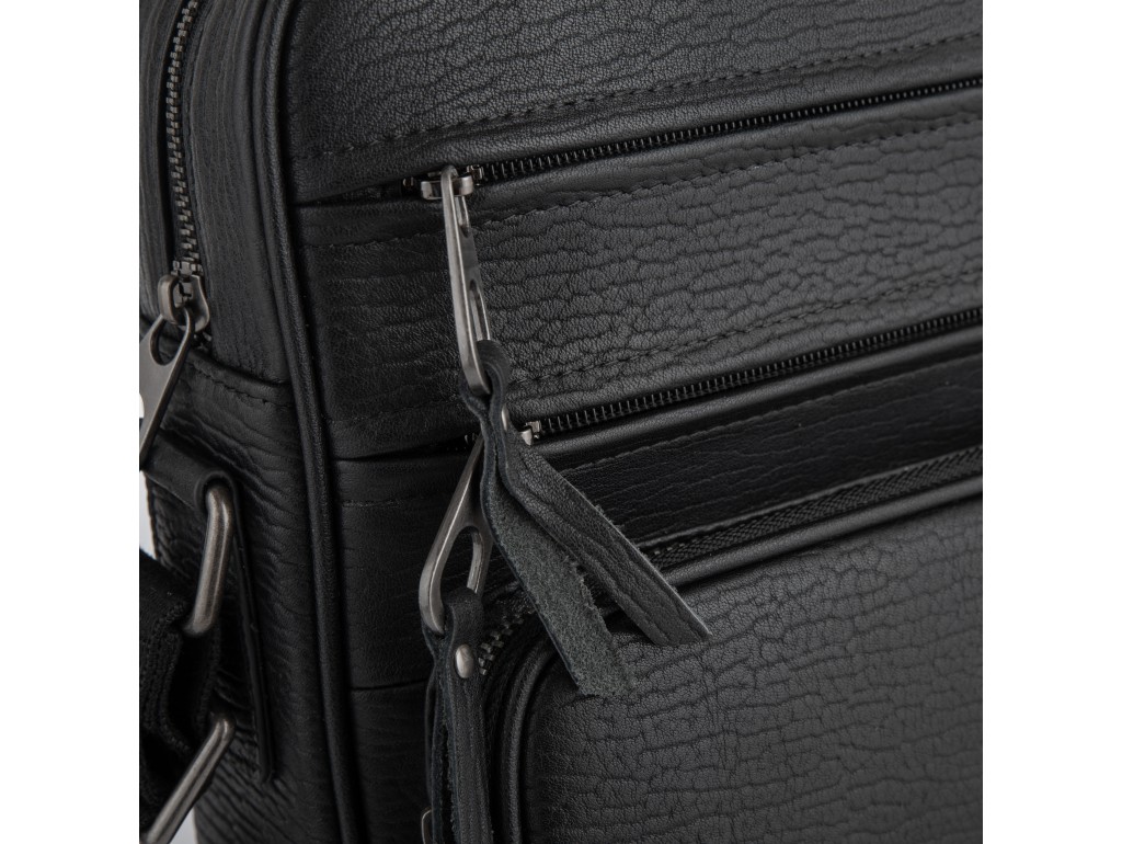 Мужская кожаная сумка через плечо черная Tiding Bag SM8-909A - Royalbag